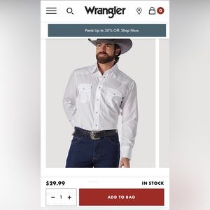 Wrangler dress shirt. Large. White